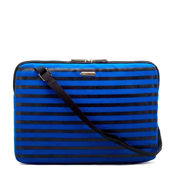 Rebecca Minkoff laptop case Black and Blue Striped 15" Sleeve Case Bag - Picture 1 of 11